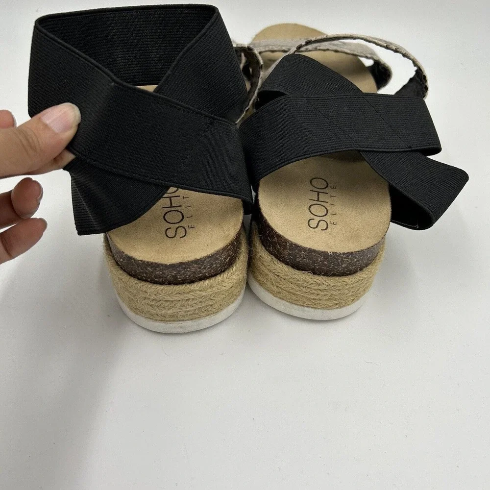 Soho Elite Sandals Womens Size 10 Faux Snake‎ Strappy Espadrille Platform Cork